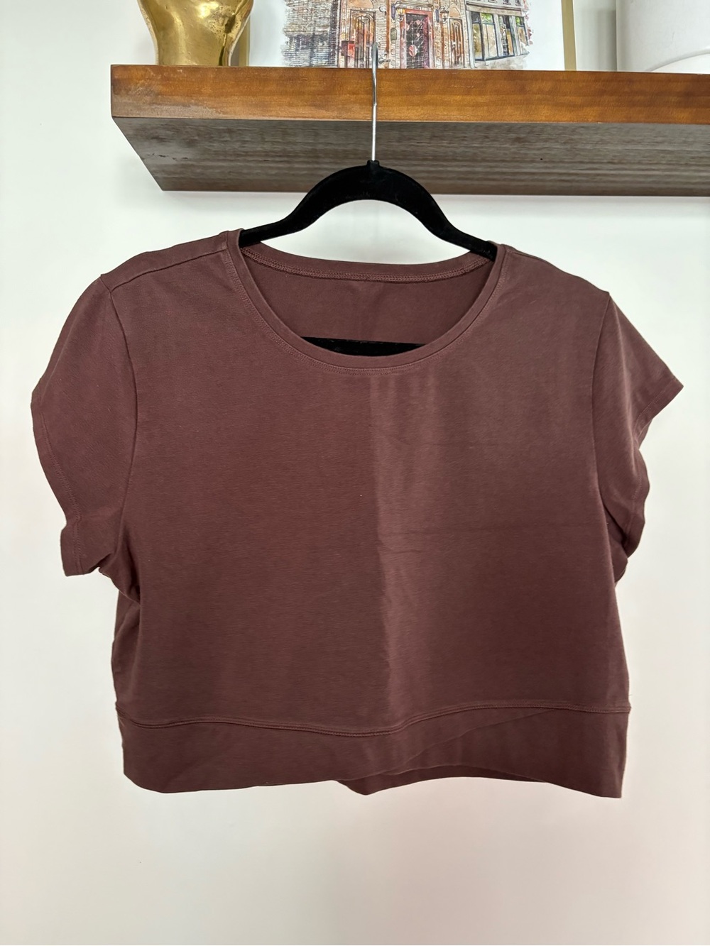 Old Navy Short Sleeve Cropped Tee in Chocolate Brown
